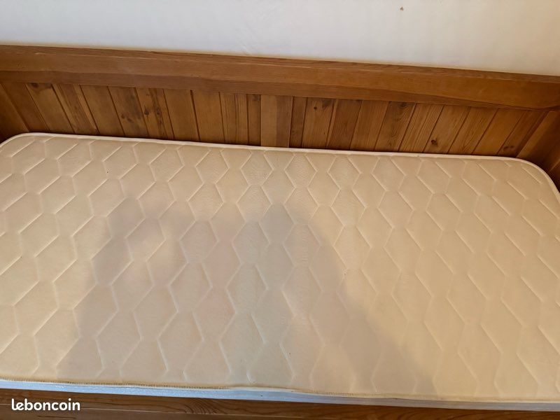 Lit banquette en bois avec grand tiroir de rangement + matelas (image 4)
