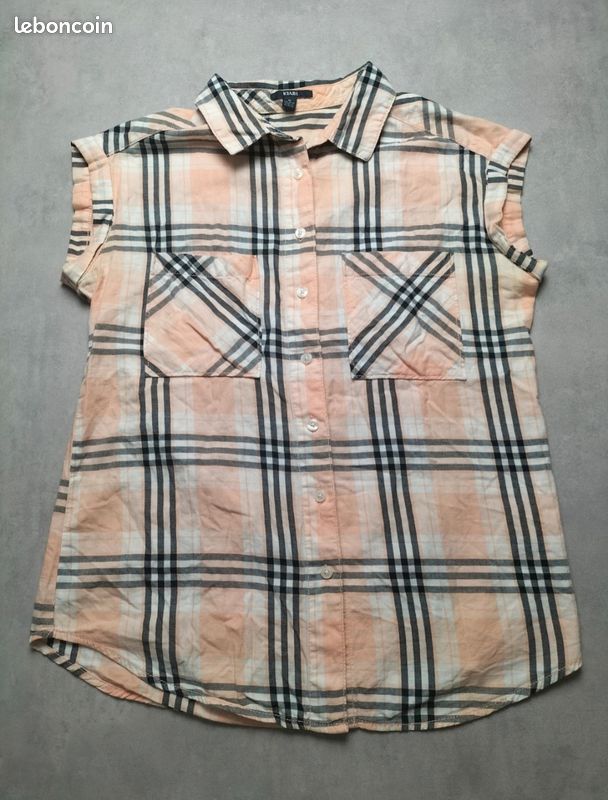 Chemise Sans Manches Femme Blanche Et Noire – Taille M, Style Décontracté