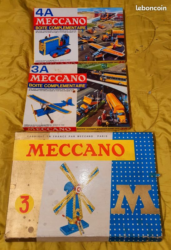 MECCANO : 5 boites de construction 3, 3A 4A 5A 6A (usures