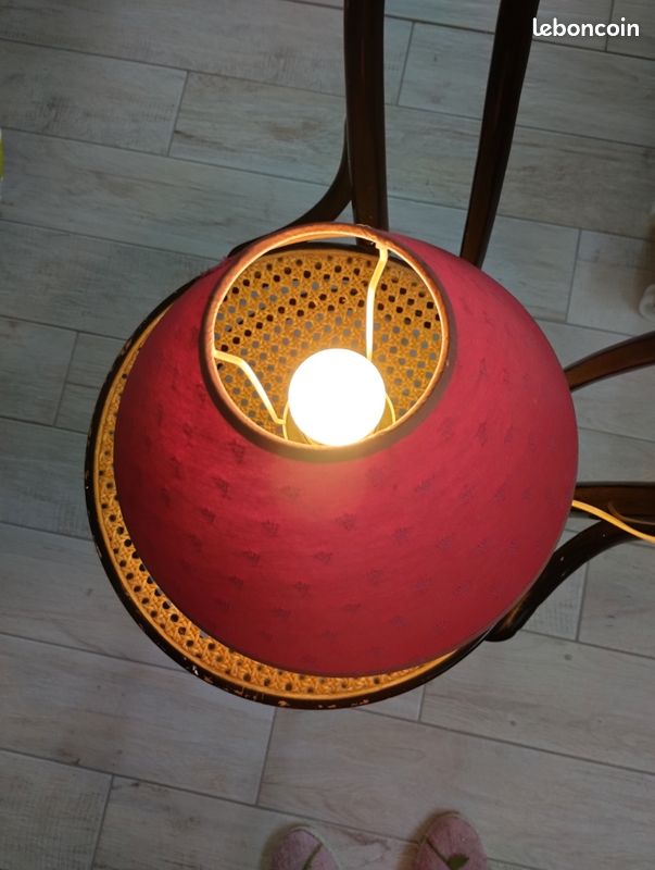 Lampe De Chevet Vintage Métal Rouge - Hauteur 28cm - Interrupteur Remplacé