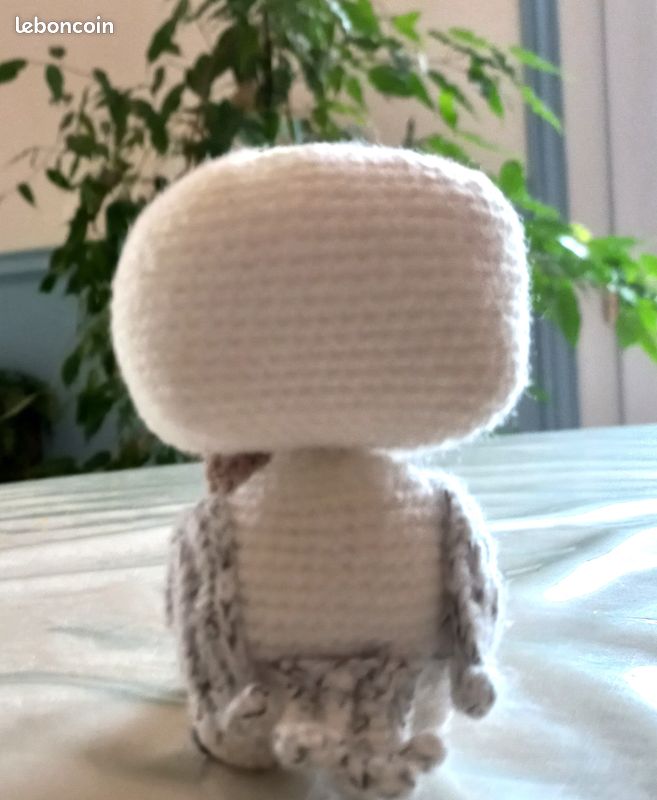 Amigurumi doudou Pop chouette Edwidge d'Harry Potter avec tête pivotante fait main au crochet (image 7)