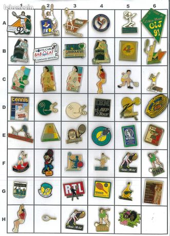 Pin's collection doubles sur le tournoi de Roland Garros et l'Open de Bercy