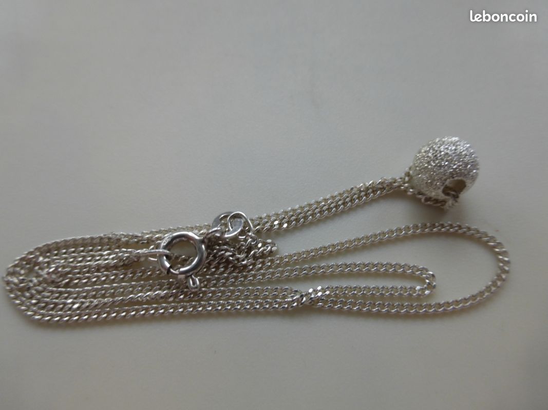 Chaîne Boule En Argent Massif 925 – Occasion, Déjà Portée, Bijou Argent