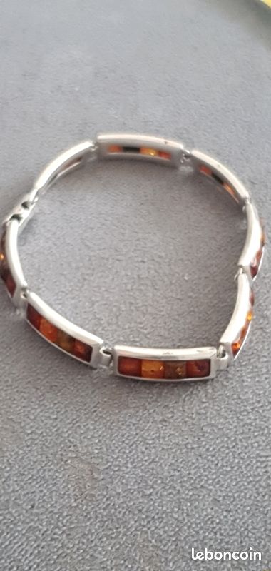 Bracelet en ambre de la Baltique en argent sterling 925 | Miel