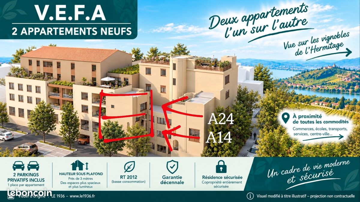 Appartement 2 pièces 64 m² · à Tain-l'Hermitage · 64 m² · 199 900 €
