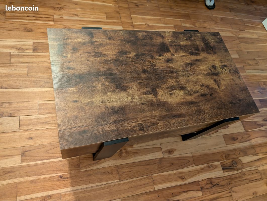 Table basse - 100Lx55lx40h - 2 tiroirs - ID market (image 6)