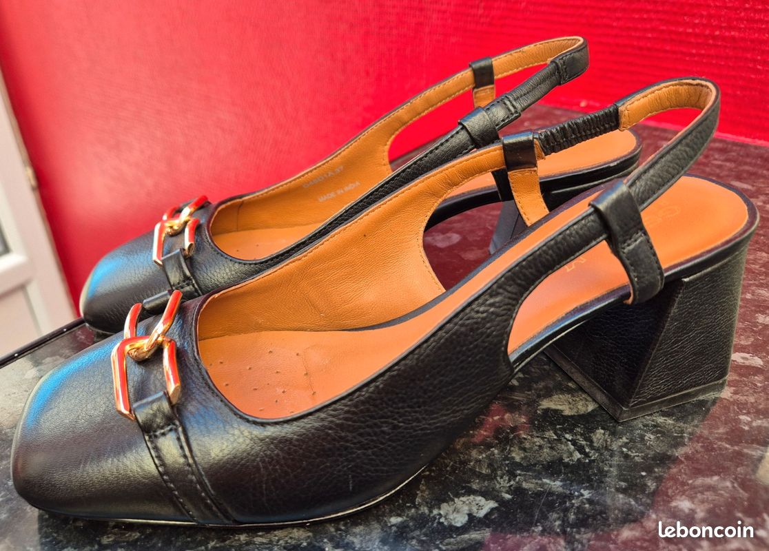 Escarpins Geox Respira Cuir Abricot - Pointure 36.5, Talon Bas, Occasion Bon état
