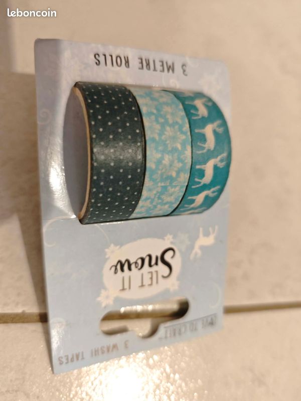 Lot De 3 Washi Tapes / Rubans Adhésifs Décoratifs - Vert Manoir - Motifs Floraux - Neufs