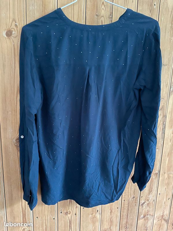 Chemisier Bleu marine à petit pois blanc taille M Vêtements