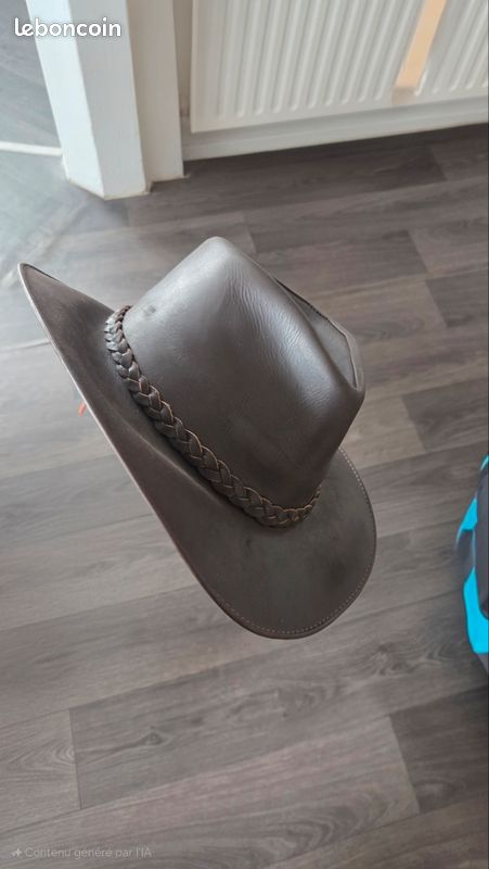 Chapeau Cowboy Fedora à Large Bord - Réglable, Cordon Cuir, Marron, Pour Homme Et Femme, Style Western