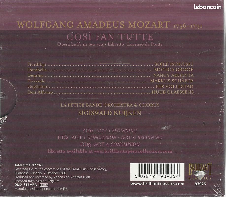 MOZART - COSI FAN TUTTE - Coffret 3 CD (image 2)