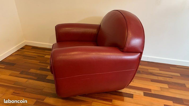 Fauteuil club cuir rouge (image 6)