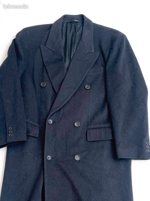 Manteau En Cachemire Hugo Boss Noir - Boutons Cuir - Taille 2XL - Neuf Sans étiquette