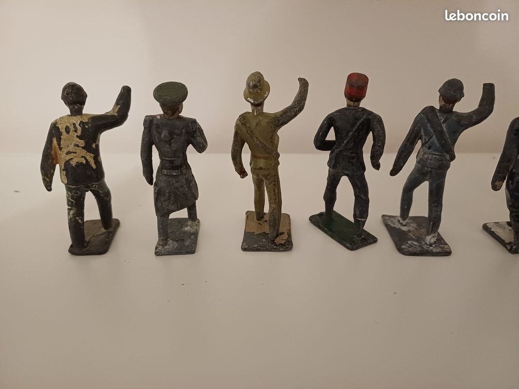 Lot De 5 Soldats De Plomb Creux Poilus 14/18 - CBG - Occasion
