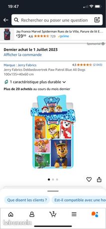 Jerry Fabrics Parure Housse De Couette + Taie Paw Patrol Bleu – 100x135 Cm + 40x60 Cm – Pour Fans De La Pat' Patrouille