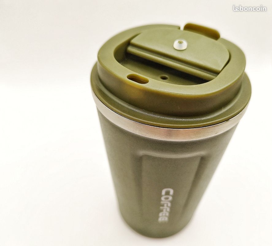 Mug Isotherme 350 Ml Vert – Tasse Voyage Avec Paille Et Couvercle Double Usage, Acier Inox 304 Anti-Fuite, Chaud 4h Froid 8h
