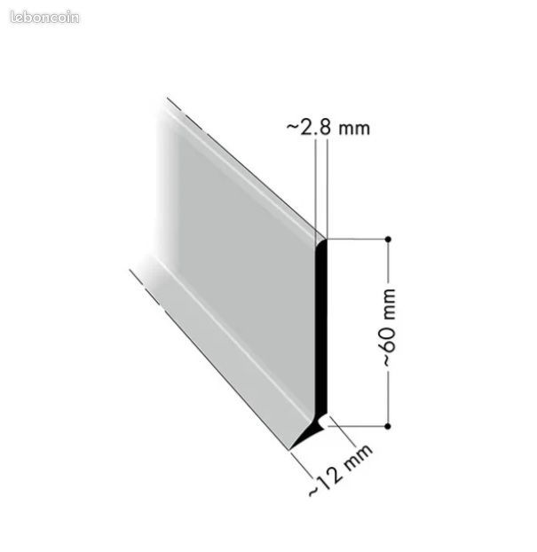 Plinthe Nora - Gris S 1023 U avec joint d'étanchéité - Hauteur 60 mm 10 Mètres (image 5)