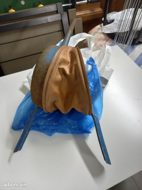 Soufflet de cheminee ancien fer et cuir (image 1)