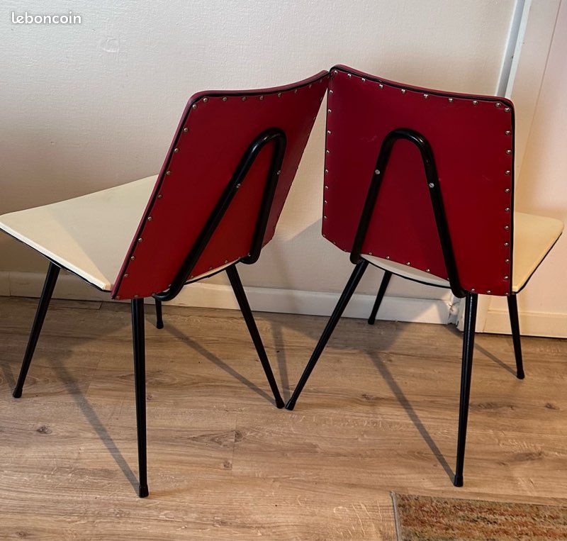 Deux chaises vintage 60 Skaï style Jaques Hitier (image 11)