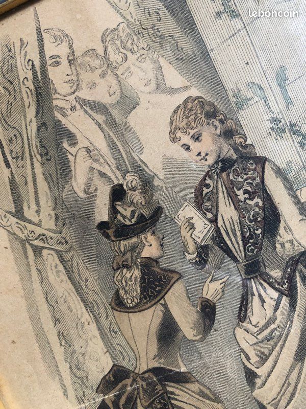 Cadres anciens avec gravures de mode originales (image 3)