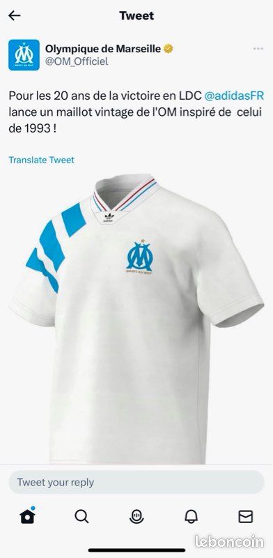 Olympique de Marseille Adidas 78/79 taille S – Mercato Football Shirt