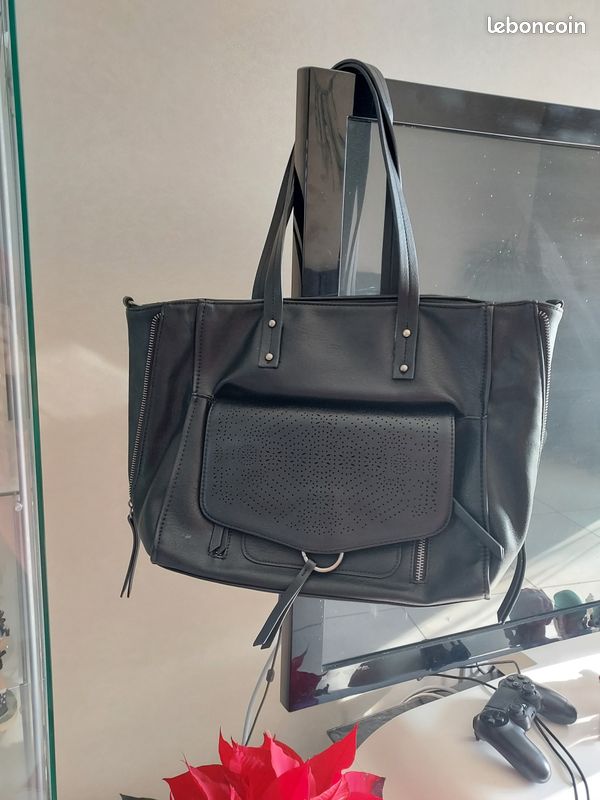 Sac à main simili-cuir noir NEUF (image 1)