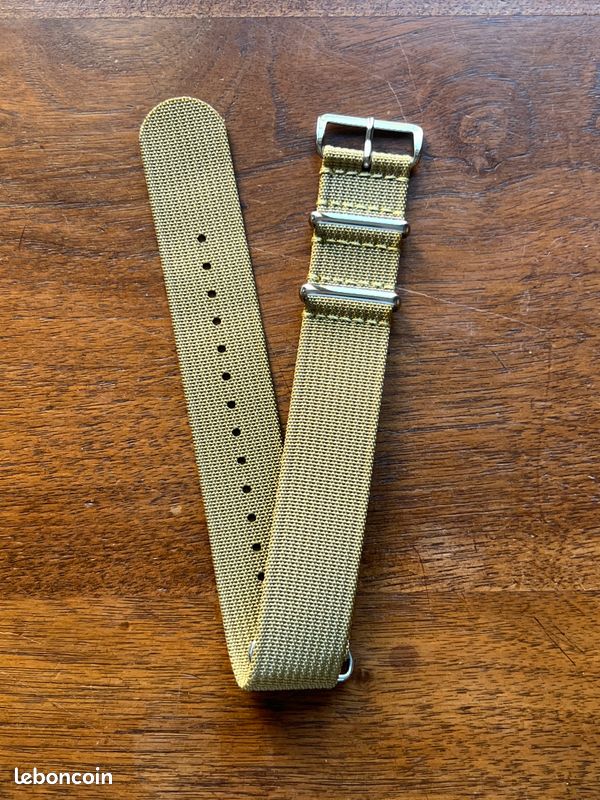 Bracelet de montre NATO en nylon tissé kaki 22mm neuf (image 1)