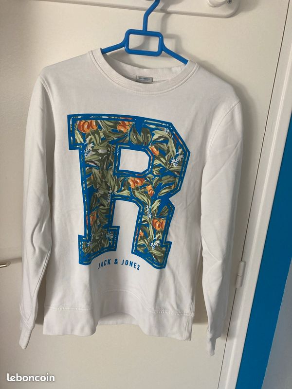 Sweat blanc Jack & Jones Originals – Taille S, motif R Clémentinié (image 1)