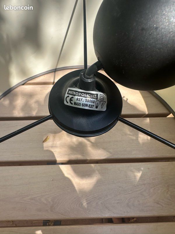 Suspension / Abat-jour design gris avec support E27 (image 3)