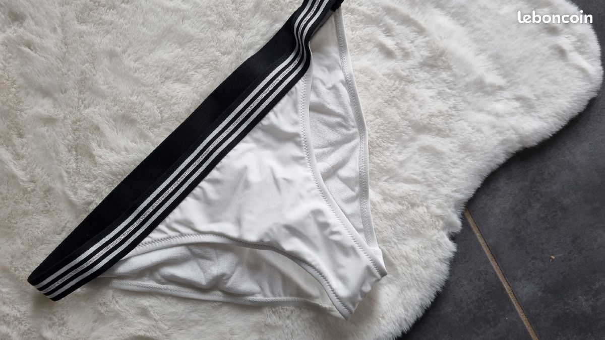 Bas maillot blanc bande noir 40 neuf tex (image 2)