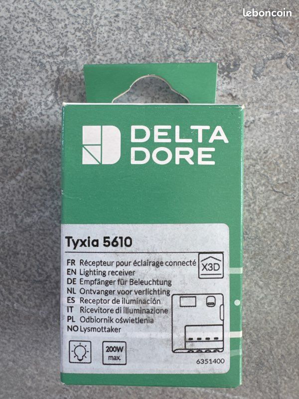 Récepteur Delta Dore Tyxia 5610 (6351400) - Pour éclairage Connecté 200W Max, Neuf