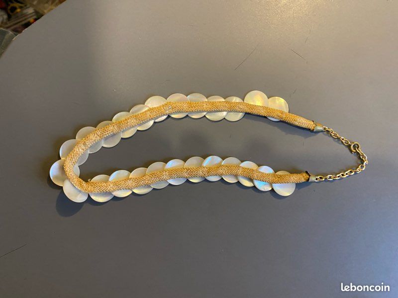 Collier Vintage En Petites Perles De Nacre - Bijou Fantaisie Occasion