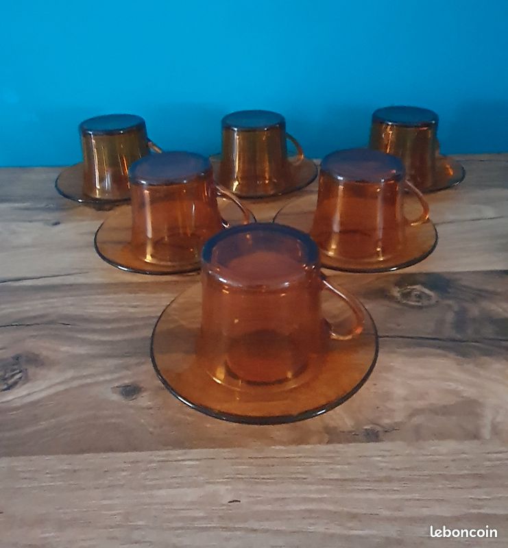 Service à Thé Vintage Véréco Années 70 – Ambré/orange Pour 6 Personnes