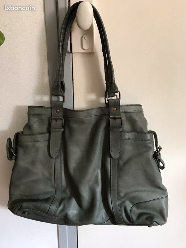 Sac à main en cuir gris (image 1)