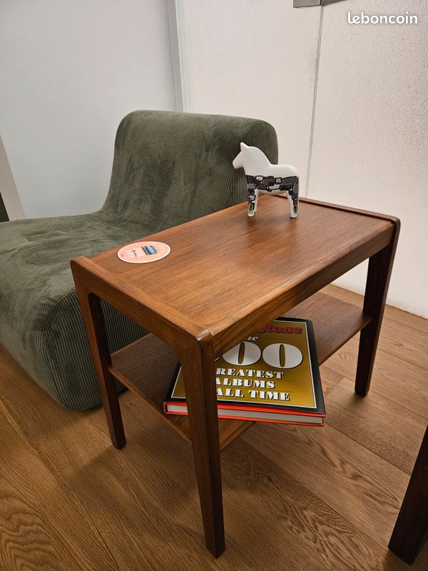 Table D'appoint Vintage En Bois – Bout De Canapé – Salon – H65 L50 P35