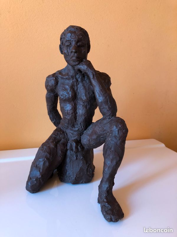 Statuette homme noir argile cuite (image 1)