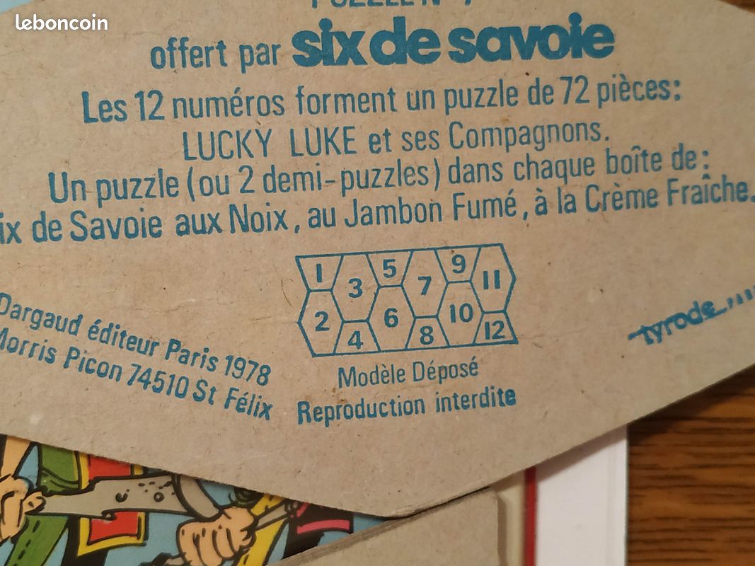 MORRIS / LUCKY LUKE / PUZZLE SIX DE SAVOIE / NUM 5 ET 8 / 1978