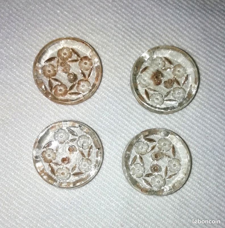 12 Boutons Vintage En Verre - Neufs, Sans Marque, Origine France
