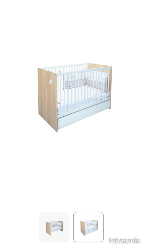 Ensemble chambre bébé complète – Lit évolutif, Armoire & Commode / Table à langer (image 2)