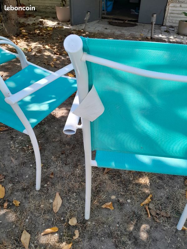 Lot de 10 chaises de jardin blanche et turquoise (image 9)