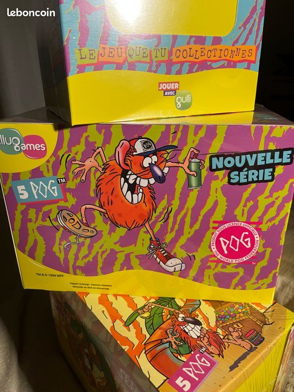 Lot De Pogs Avec Deux Boîtes - Jeu Vintage Années 90 - Collection