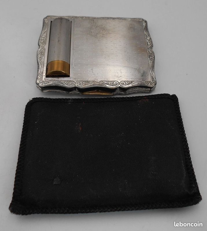 Ancien Poudrier Stratton Avec Miroir Et Rouge à Lèvres - Doré, Occasion Vintage