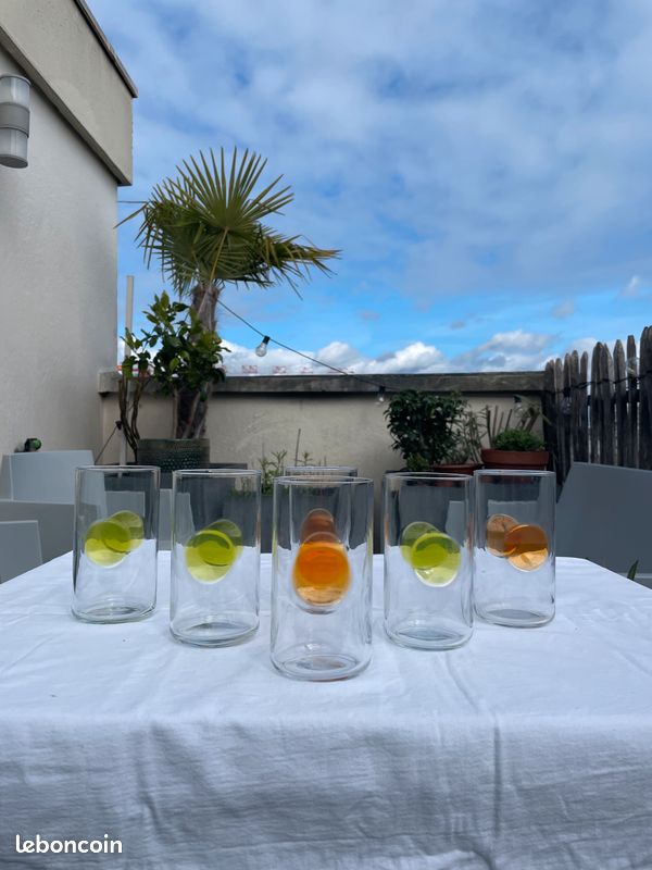 Six verres italiens à orangeade vintage 70's - Bormioli Rocco (image 1)