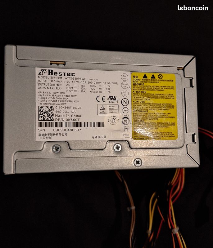 Alimentation ATX Bestec 350W ATX0350P5WC (0K660T) - PC Rétro (image 2)