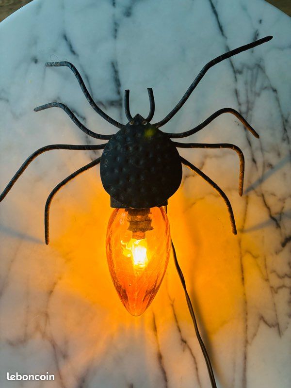 Ancienne lampe araignée fer forgé et verre (image 2)
