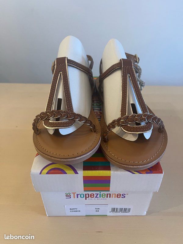 Les Tropéziennes Sandales Fille Bappy – Cuir Naturel Confort Été