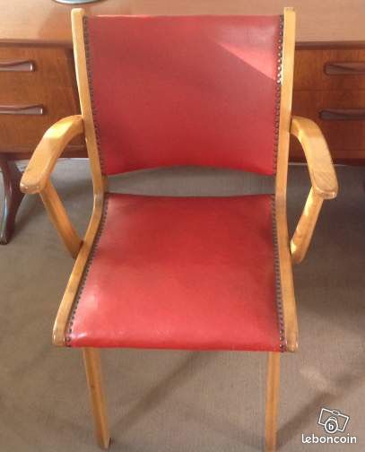 Chaise cocktail vintage design année 50 rouge (image 3)
