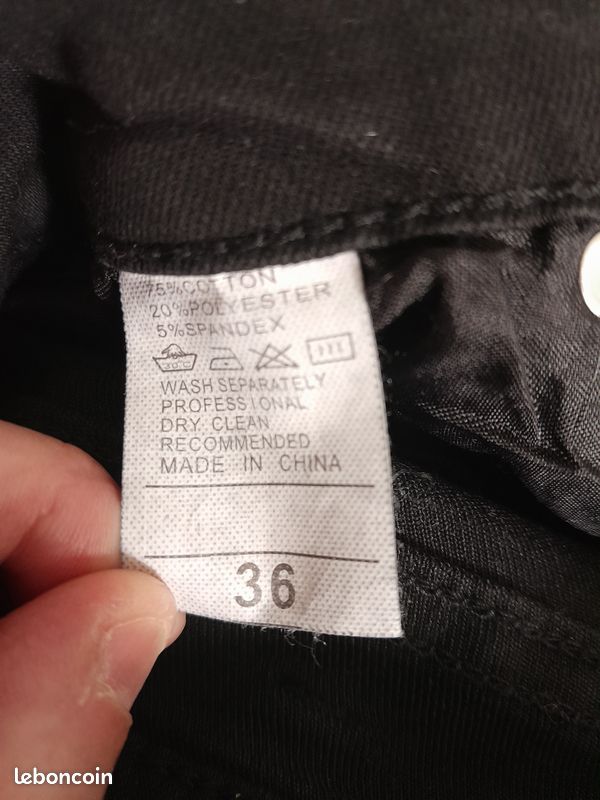 Jean slim noir destroy dégradé bleu-gris – Zip chevilles – Tour de taille 96 cm (image 8)