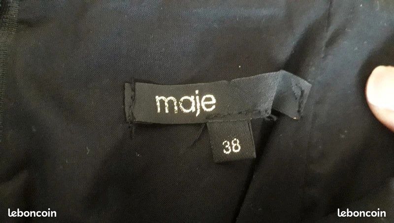 Jupe Maje Taille 38 Beige Et Noire évasée Longueur Genou - Occasion Très Bon état