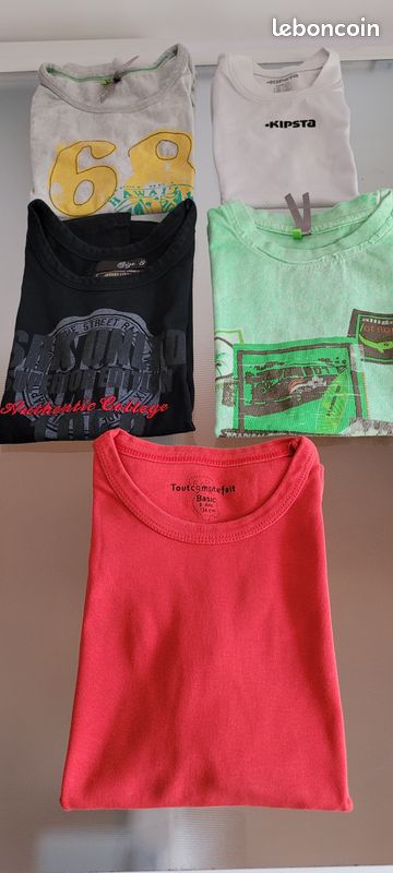Lot de 5 t-shirts garçon débardeurs 8 ans (image 1)